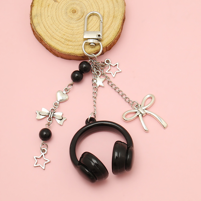 原创ins风音乐耳机包挂钥匙扣个性手机链男女背包挂饰挂件串珠